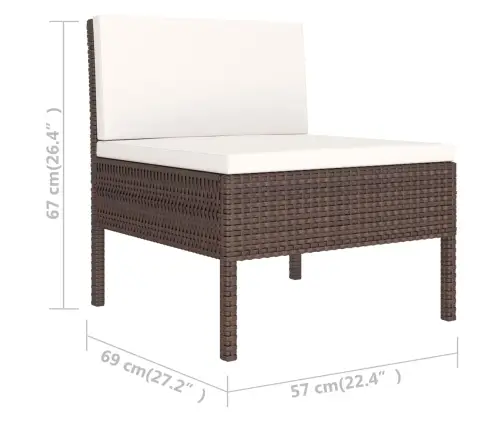 6-Daļīgs Dārza Atpūtas Mēbeļu Komplekts, Brūna Pe Rotangpalma Vidaxl