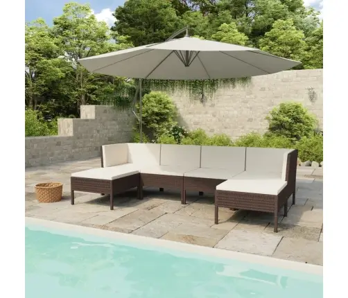 6-Daļīgs Dārza Atpūtas Mēbeļu Komplekts, Brūna Pe Rotangpalma Vidaxl