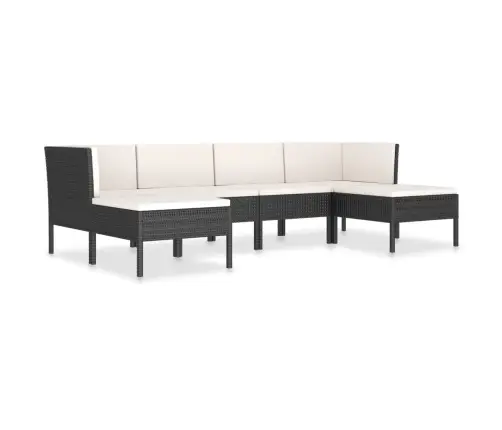 6-Daļīgs Dārza Atpūtas Mēbeļu Komplekts, Pe Rotangpalma, Melns Vidaxl