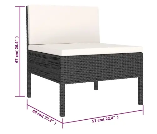 6-Daļīgs Dārza Atpūtas Mēbeļu Komplekts, Pe Rotangpalma, Melns Vidaxl