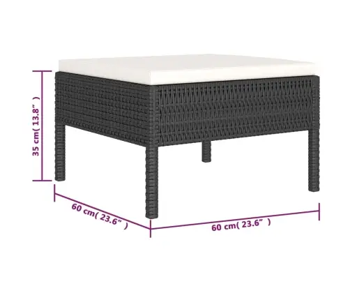 6-Daļīgs Dārza Atpūtas Mēbeļu Komplekts, Pe Rotangpalma, Melns Vidaxl