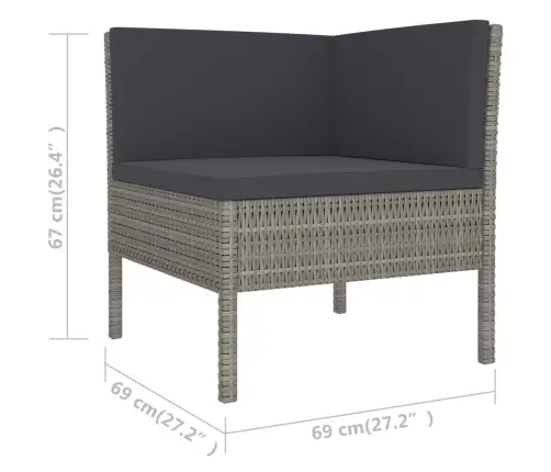 6-Daļīgs Dārza Mēbeļu Komplekts, Matrači, Pe Rotangpalma Vidaxl