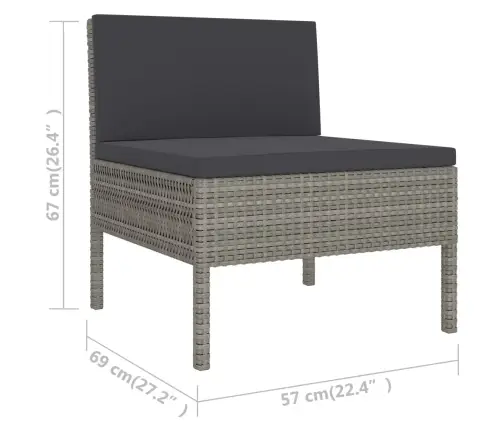 6-Daļīgs Dārza Mēbeļu Komplekts, Matrači, Pe Rotangpalma Vidaxl