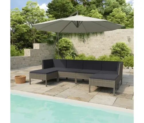 6-Daļīgs Dārza Mēbeļu Komplekts, Matrači, Pe Rotangpalma Vidaxl