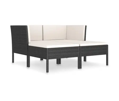 4-Daļīgs Dārza Atpūtas Mēbeļu Komplekts Ar Matračiem, Pe, Melns Vidaxl