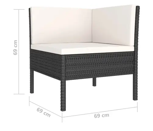 4-Daļīgs Dārza Atpūtas Mēbeļu Komplekts Ar Matračiem, Pe, Melns Vidaxl