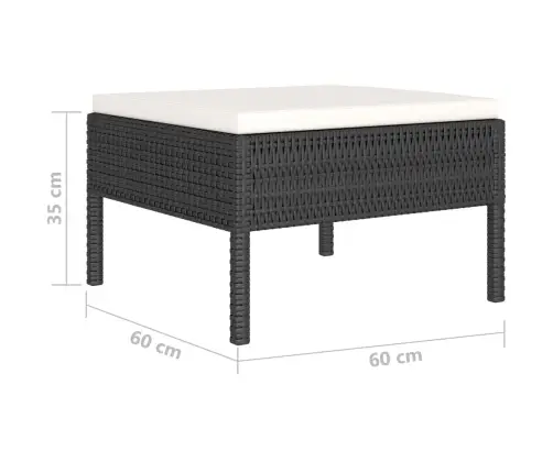 4-Daļīgs Dārza Atpūtas Mēbeļu Komplekts Ar Matračiem, Pe, Melns Vidaxl