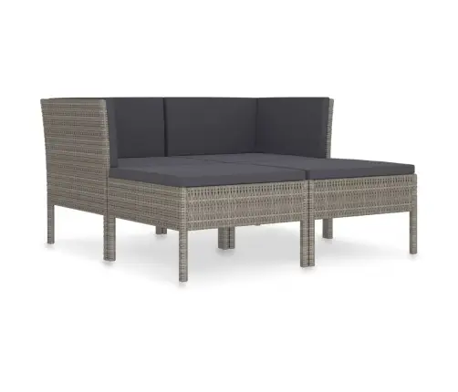 4-Osaline Aiamööblikomplekt Patjadega, Hall, Polürotang