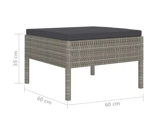 4-Osaline Aiamööblikomplekt Patjadega, Hall, Polürotang