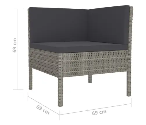 10-Daļīgs Dārza Mēbeļu Komplekts, Pelēka Pe Rotangpalma Vidaxl