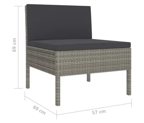 10-Daļīgs Dārza Mēbeļu Komplekts, Pelēka Pe Rotangpalma Vidaxl