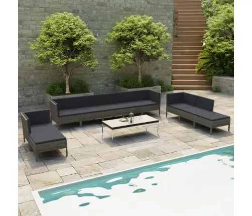 10-Daļīgs Dārza Mēbeļu Komplekts, Pelēka Pe Rotangpalma Vidaxl