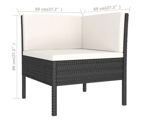 Sodo Komplektas Su Pagalvėlėmis, 6 Dalių, Juodas, Poliratanas