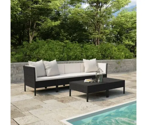 Sodo Komplektas Su Pagalvėlėmis, 6 Dalių, Juodas, Poliratanas