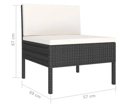 6-Daļīgs Dārza Atpūtas Mēbeļu Komplekts, Pe Rotangpalma, Melns Vidaxl