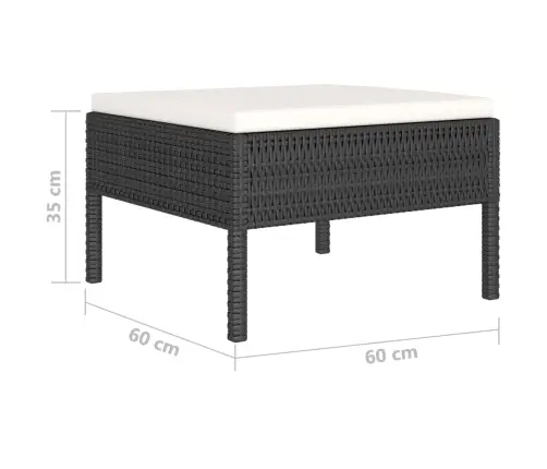 6-Daļīgs Dārza Atpūtas Mēbeļu Komplekts, Pe Rotangpalma, Melns Vidaxl