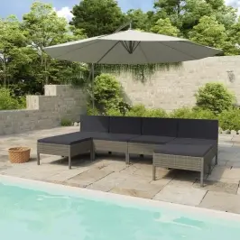 6-Osaline Aiamööbli Komplekt Patjadega, Polürotang, Hall