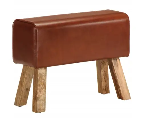 Vingrošanas Buks, 58 Cm, Brūna Dabīgā Āda, Mango Masīvkoks Vidaxl