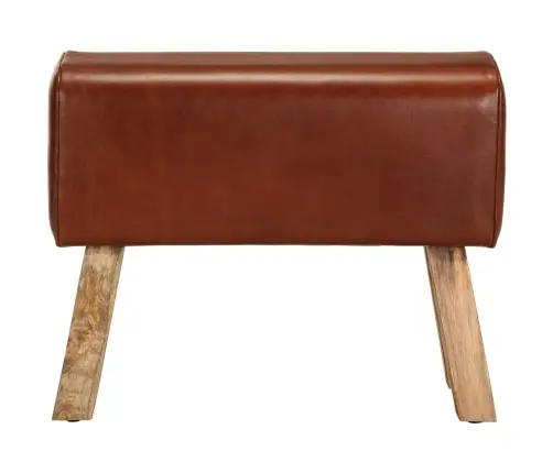 Vingrošanas Buks, 58 Cm, Brūna Dabīgā Āda, Mango Masīvkoks Vidaxl