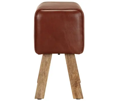 Vingrošanas Buks, 58 Cm, Brūna Dabīgā Āda, Mango Masīvkoks Vidaxl