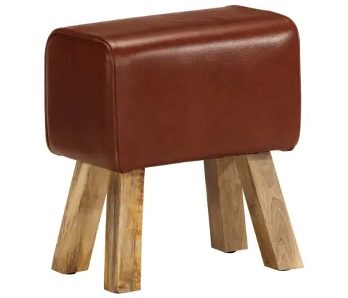 Vingrošanas Buks, 38 Cm, Brūna Dabīgā Āda, Mango Masīvkoks Vidaxl