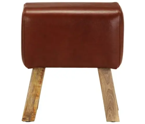 Vingrošanas Buks, 38 Cm, Brūna Dabīgā Āda, Mango Masīvkoks Vidaxl