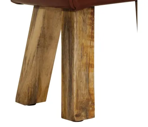 Vingrošanas Buks, 38 Cm, Brūna Dabīgā Āda, Mango Masīvkoks Vidaxl