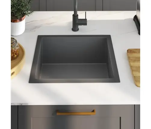 Virtuves Izlietne, Nerūsējošs Tērauds, Melna Vidaxl
