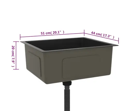 Virtuves Izlietne, Nerūsējošs Tērauds, Melna Vidaxl