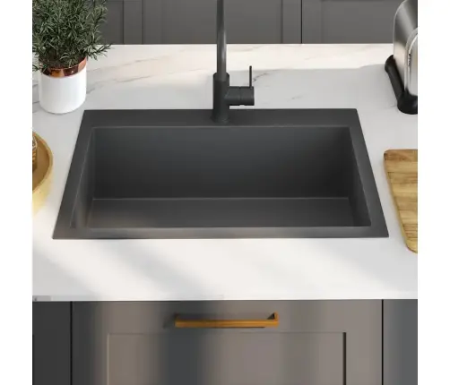 Virtuves Izlietne, Nerūsējošs Tērauds, Melna Vidaxl