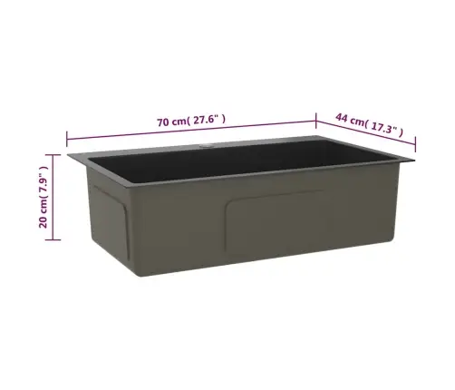 Virtuves Izlietne, Nerūsējošs Tērauds, Melna Vidaxl