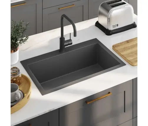 Virtuves Izlietne, Nerūsējošs Tērauds, Melna Vidaxl