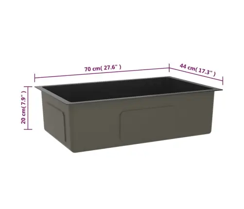 Virtuves Izlietne, Nerūsējošs Tērauds, Melna Vidaxl