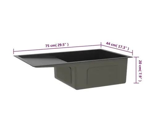 Virtuves Izlietne, Nerūsējošs Tērauds, Melna Vidaxl