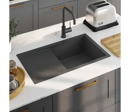 Virtuves Izlietne, Nerūsējošs Tērauds, Melna Vidaxl