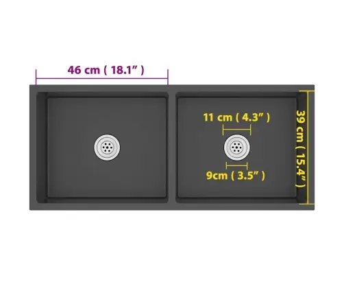 Virtuvės Plautuvė, Juoda, Rankų Darbo, Nerūdijantis Plienas