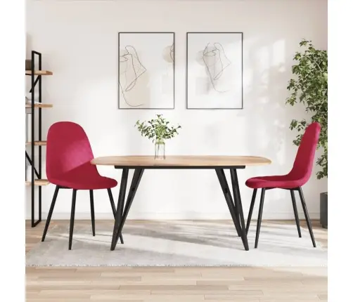 Virtuves Krēsli, 2 Gab., Vīnsarkans Samts Vidaxl