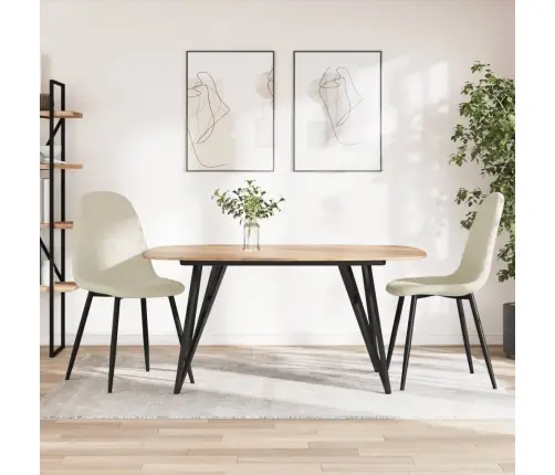 Virtuves Krēsli, 2 Gab., Krēmbalts Samts Vidaxl