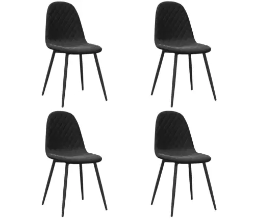 Virtuves Krēsli, 4 Gab., Melns Samts Vidaxl