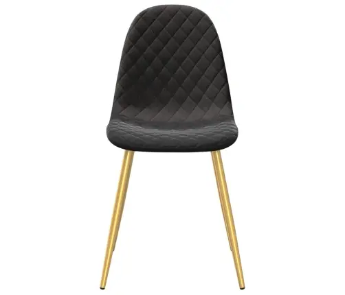 Valgomojo Kėdės, 2Vnt., Juodos Spalvos, Aksomas Valgomojo Kėdės, 2Vnt., Juodos Spalvos, Aksomas