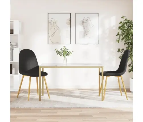 Valgomojo Kėdės, 2Vnt., Juodos Spalvos, Aksomas Valgomojo Kėdės, 2Vnt., Juodos Spalvos, Aksomas