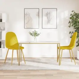 Virtuves Krēsli, 2 Gab., Sinepju Dzeltens Samts Vidaxl