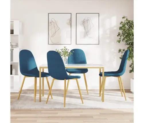 Virtuves Krēsli, 4 Gab., Zils Samts Vidaxl