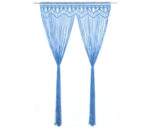 Makrameekardin, Sinine 140 X 240 Cm Puuvill Makrameekardin, Sinine 140 X 240 Cm Puuvill