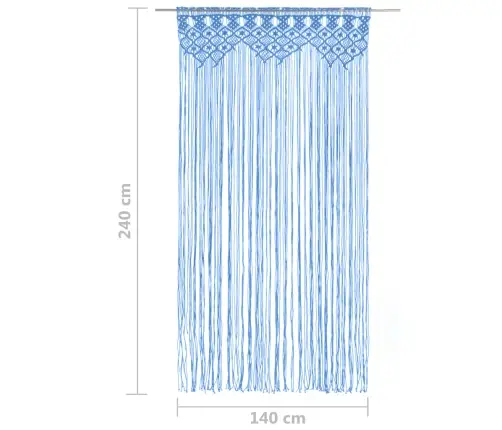 Aizkars Mezglošanas Tehnikā, Zils, 140X240 Cm, Kokvilna Vidaxl Aizkars Mezglošanas Tehnikā, Zils, 140X240 Cm, Kokvilna Vidaxl