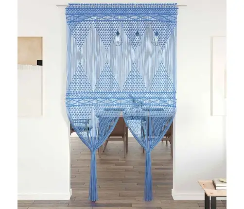 Užuolaida, Mėlyna, 140X240cm Medvilnė, Makrame Stiliaus