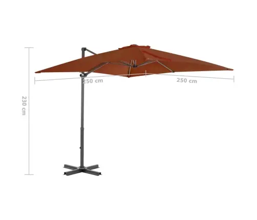 Gembinis Sodo Skėtis Su Aliuminio Stulpu, Terakota, 250X250Cm