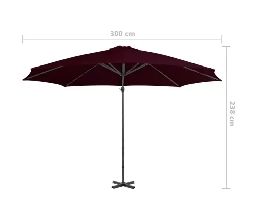 Dārza Saulessargs Ar Alumīnija Kātu, Sarkans, 300 Cm Vidaxl