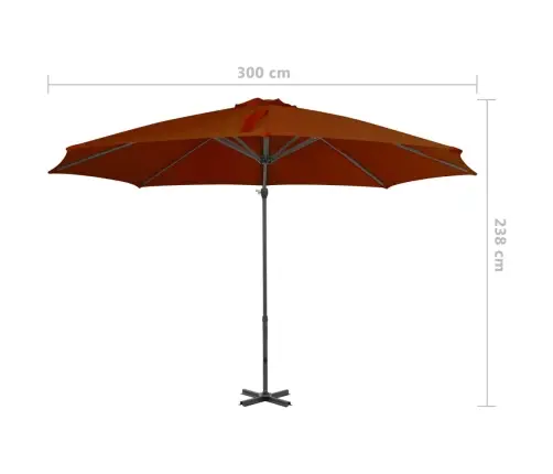 Dārza Saulessargs Ar Alumīnija Kātu, 300 Cm, Sarkanbrūns Vidaxl