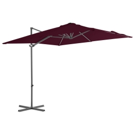 Dārza Saulessargs Ar Tērauda Kātu, 250X250 Cm, Bordo Sarkans Vidaxl